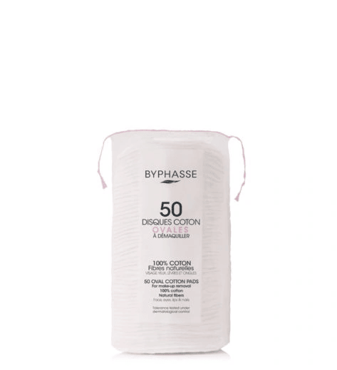 BYPHASSE COTON DEMAQUILLANT DISQUES OVALES 50 UNITES 1 byphasse coton demaquillant disques ovales unites