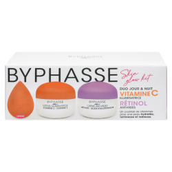 BYPHASSE KIT SKIN GLOW CREMES VITAMINE C 50ML ET RETINOL 50ML+BEAUTY BLENDER (OFFERT) 2 byphasse kit skin glow cremes vitamine c ml et retinol mlbeauty blender offert
