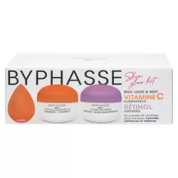 BYPHASSE KIT SKIN GLOW CREMES VITAMINE C 50ML ET RETINOL 50ML+BEAUTY BLENDER (OFFERT) 4 byphasse kit skin glow cremes vitamine c ml et retinol mlbeauty blender offert