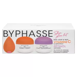 BYPHASSE KIT SKIN GLOW CREMES VITAMINE C 50ML ET RETINOL 50ML+BEAUTY BLENDER (OFFERT) 3 byphasse kit skin glow cremes vitamine c ml et retinol mlbeauty blender offert