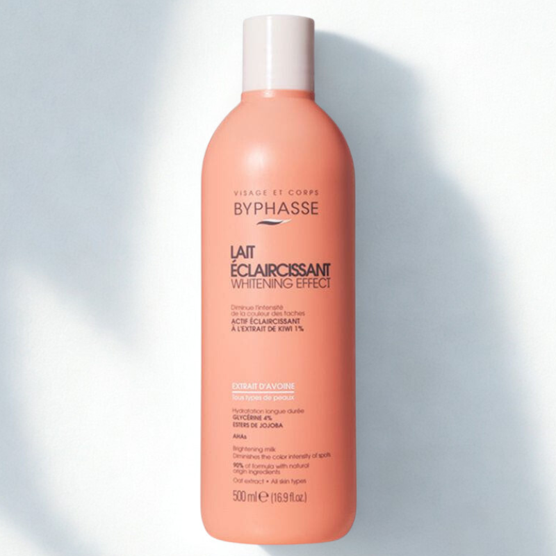 BYPHASSE LAIT ECLAIRCISSANT WHITENING EFFECT EXTRAIT D'AVOINE 500ML 1 byphasse lait eclaircissant whitening effect extrait d avoine ml