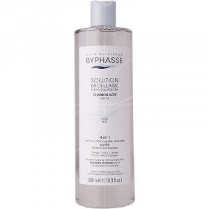 BYPHASSE SOLUTION MICELLAIRE DEMAQUILLANTE 4 EN 1 AU CHARBON ACTIF 500ML 3 byphasse solution micellaire demaquillante en au charbon actif ml