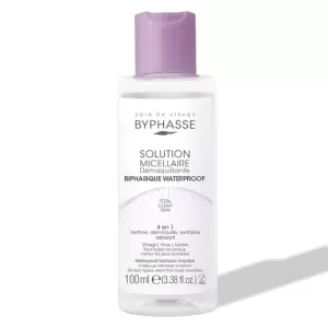 BYPHASSE SOLUTION MICELLAIRE DEMAQUILLANTE 4EN1 BIPHASIQUE WATERPROOF 100ML 3 byphasse solution micellaire demaquillante en biphasique waterproof ml