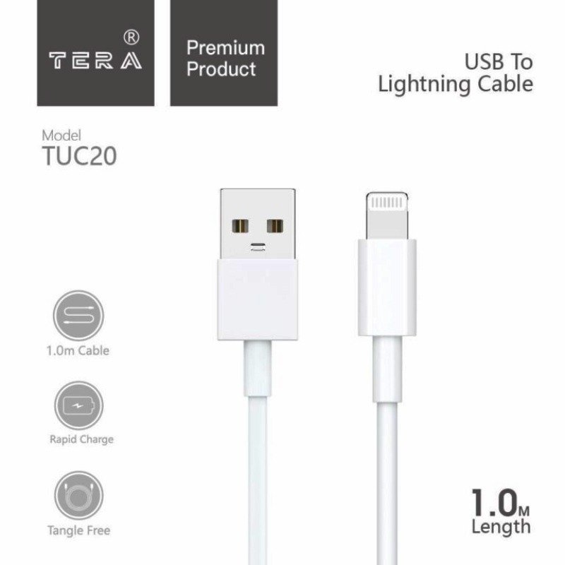 Câble De Charge TERA en PVC type A vers Lighting - Blanc 2 cable de charge tera en pvc type a vers lighting blanc