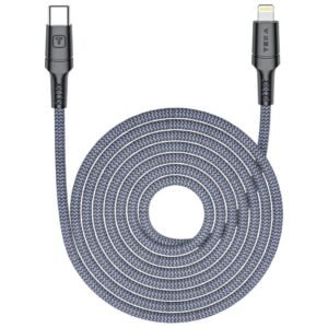 cable de charge tresse en pvc tera type c vers lighting gris