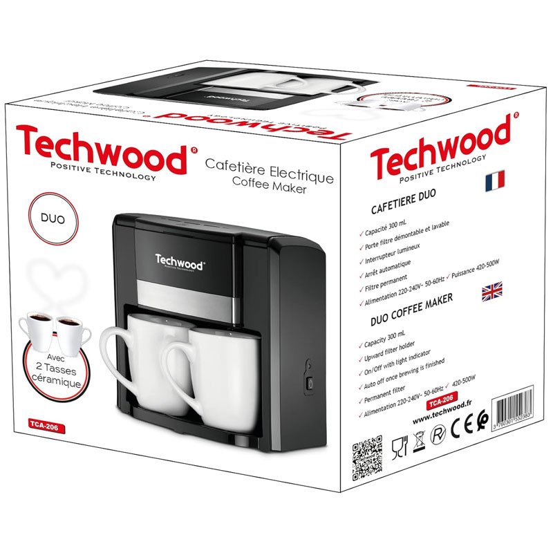 Cafetière Électrique TECHWOOD Duo TCA-206 500W - Noir 3 cafeti re lectrique techwood duo tca w noir