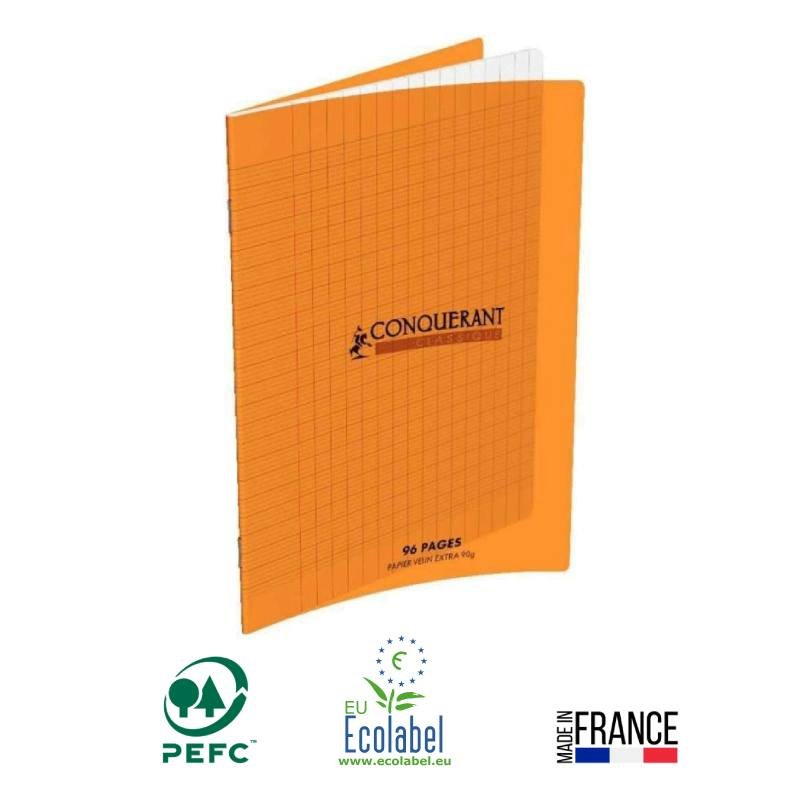 cahier piq re conquerant pages gr sey s x cm orange