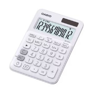 calculatrice casio chiffres avec taxe pile solaire blanc