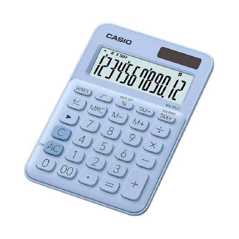 Calculatrice CASIO 12 Chiffres Avec Taxe Pile+Solaire - Bleu Ciel 1 calculatrice casio chiffres avec taxe pile solaire bleu ciel