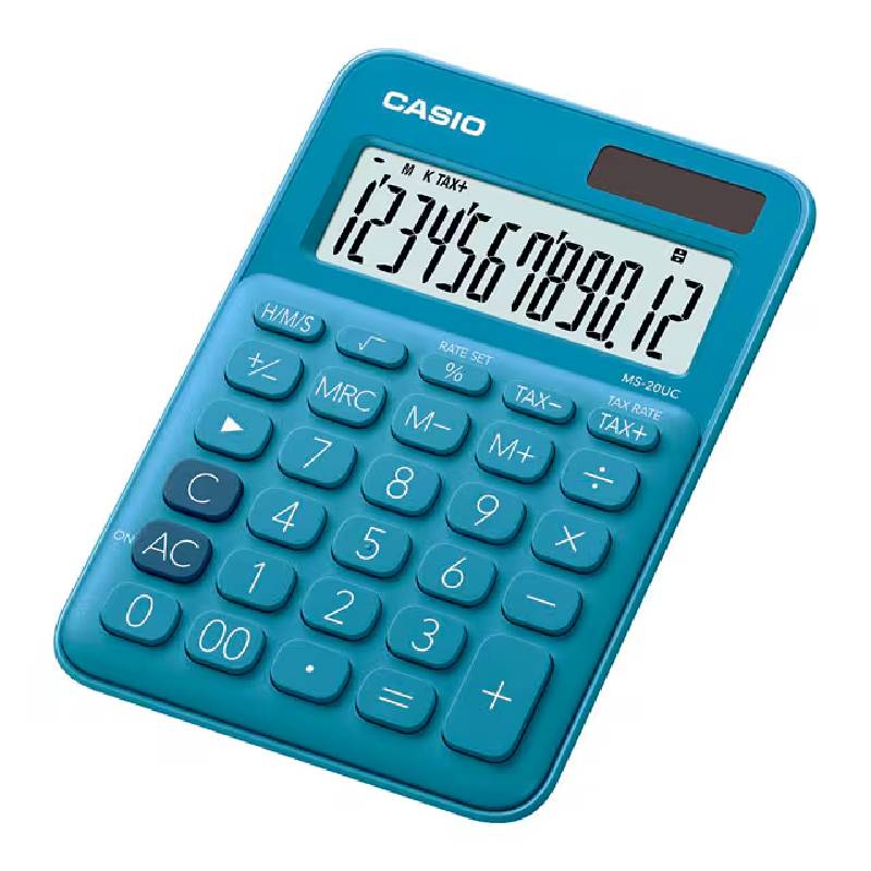 Calculatrice CASIO 12 Chiffres Avec Taxe Pile+Solaire - Bleu 1 calculatrice casio chiffres avec taxe pile solaire bleu