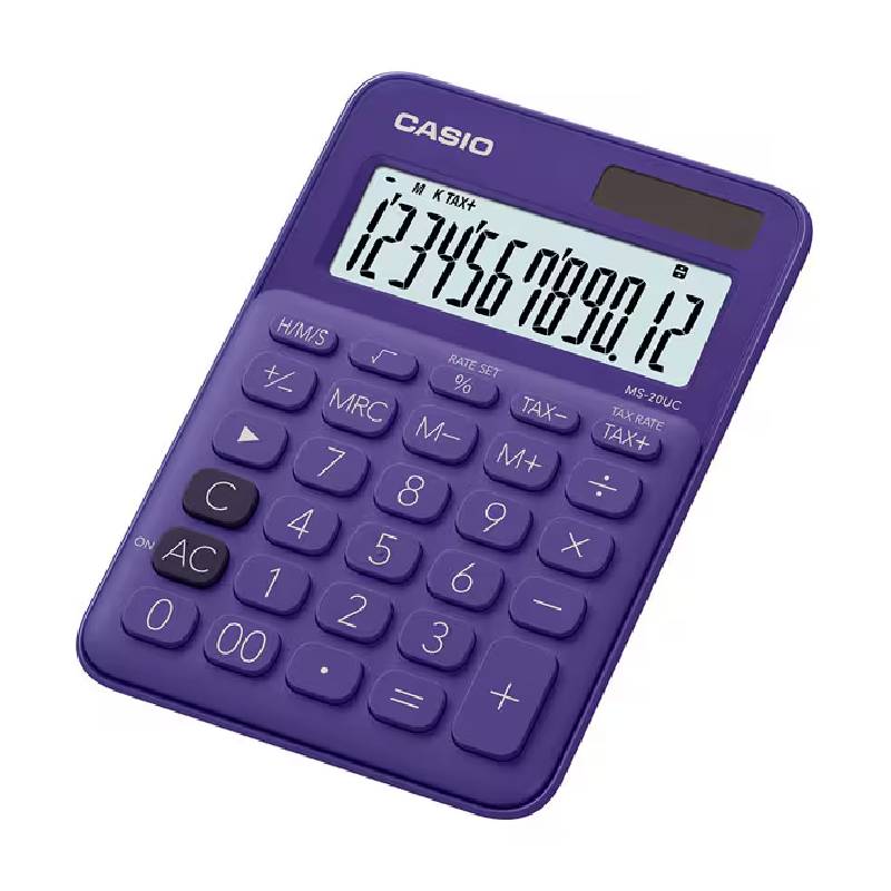 Calculatrice CASIO 12 Chiffres Avec Taxe Pile+Solaire - Mauve 1 calculatrice casio chiffres avec taxe pile solaire mauve