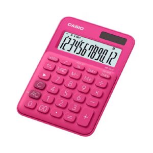 calculatrice casio chiffres avec taxe pile solaire rose