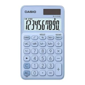 calculatrice casio simple chiffres avec etui bleu clair