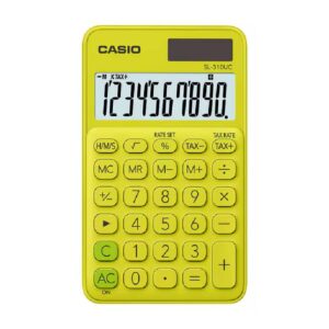 calculatrice casio simple chiffres avec etui jaune