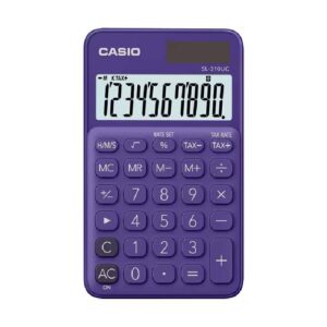 calculatrice casio simple chiffres avec etui mauve