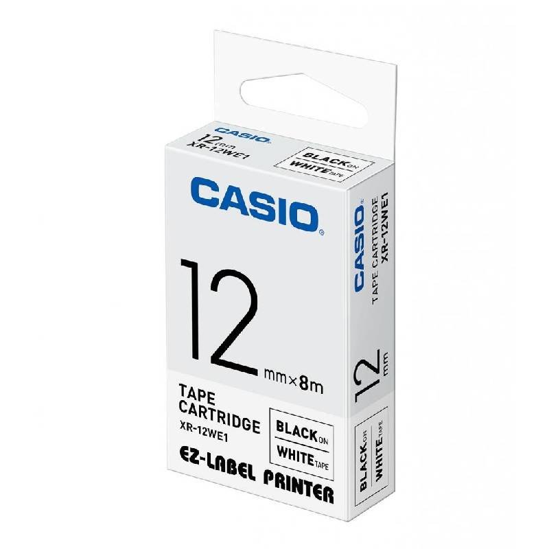 Cassette à Ruban CASIO XR-12WEI 12 mm Noir Sur Blanc 1 cassette a ruban casio xr wei mm noir sur blanc