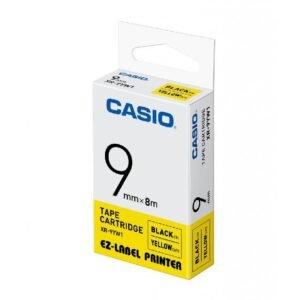 cassette a ruban casio xr yw mm noir sur jaune