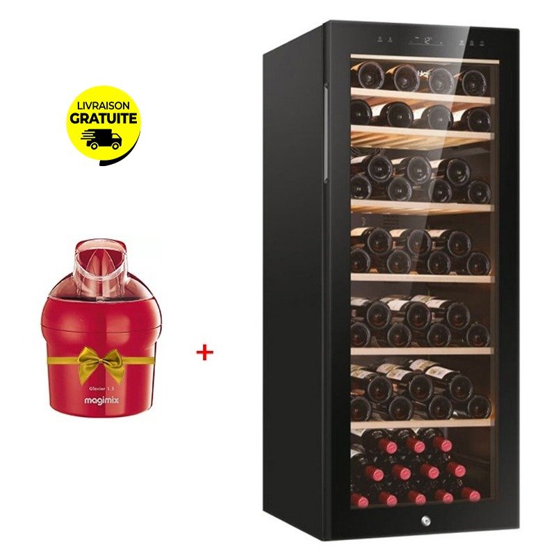 Cave à Vin 84 Bouteilles HAIER HWS84GA + Machine à Glace 1 cave a vin bouteilles haier hwsga noir f