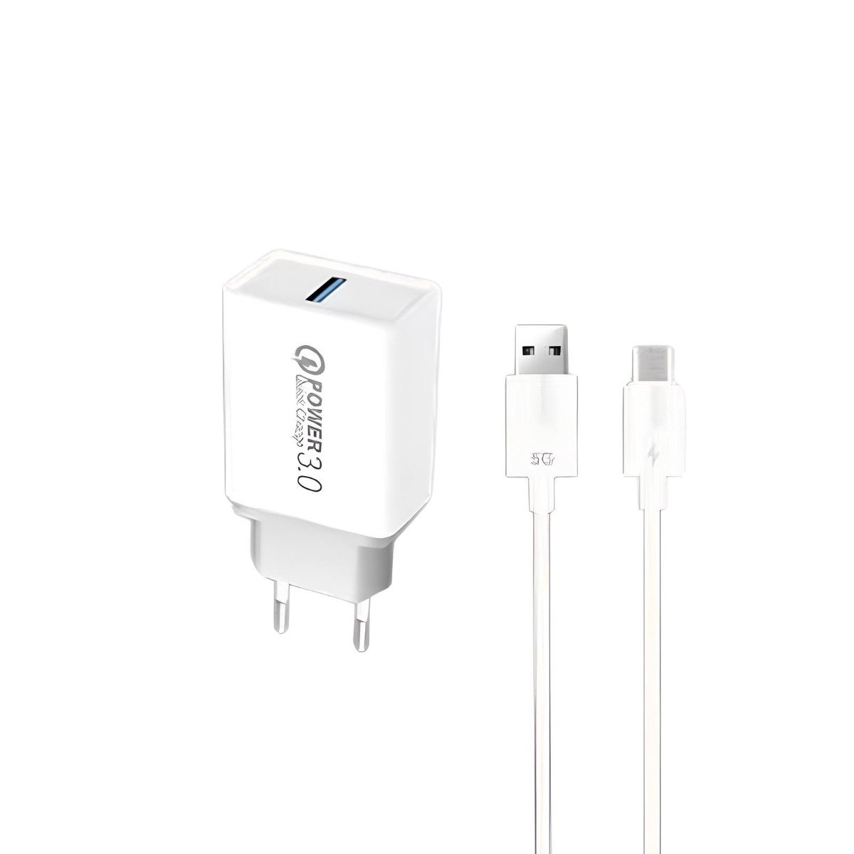 Chargeur B01 USB-A Vers USB-C 18W - Blanc 1 chargeur b usb a vers usb c w blanc
