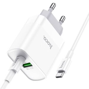 chargeur hoco ca rapide w avec cable type c blanc c