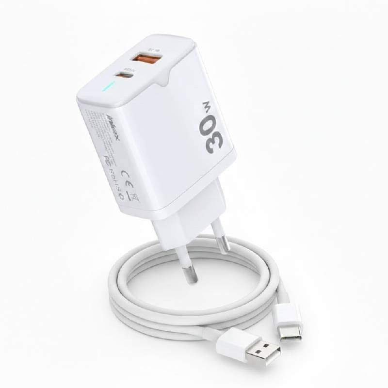 Chargeur Smartphone INKAX Rapide 30W Double Port USB/Type‑C 2 chargeur smartphone xiaomi rapide w ports cable usb c e