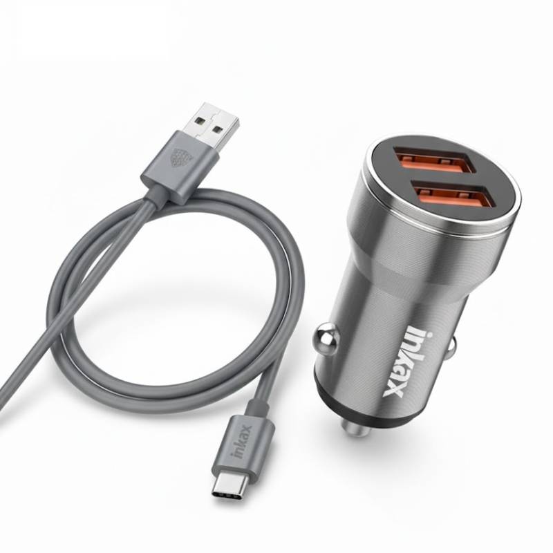 Chargeur Voiture INKAX CA02B Avec Câble Type-C - Silver 1 chargeur voiture inkax ca b avec cable type c silver z