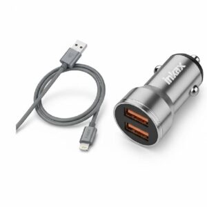 chargeur voiture inkax cab avec cable lightning silver y