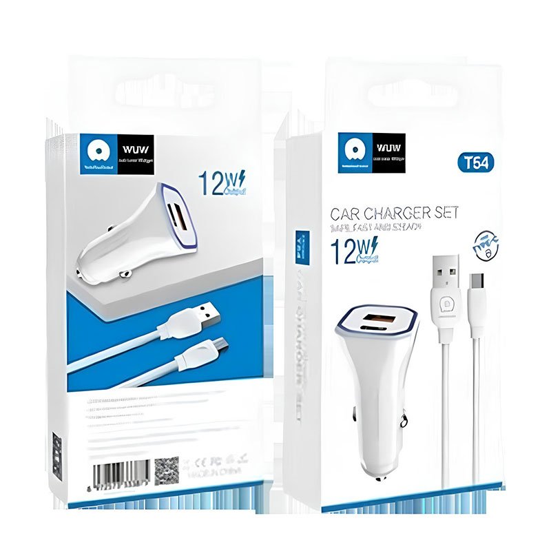 Chargeur Voiture WUW T54 Avec Câble Micro-USB - Blanc 2 chargeur voiture wuw t avec cable micro usb blanc
