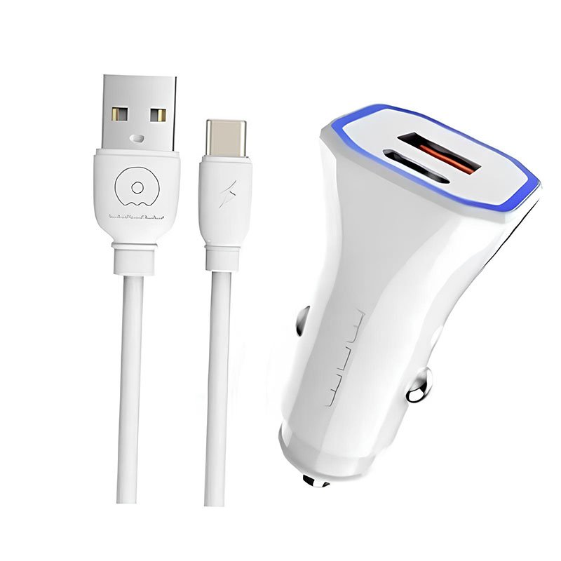 Chargeur Voiture WUW T54 Avec Câble Type-C - Blanc 1 chargeur voiture wuw t avec cable type c blanc