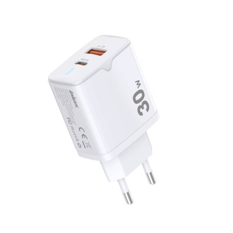 Chargeur Smartphone INKAX Rapide 30W Double Port USB/Type‑C 1 chargeur smartphone xiaomi rapise w ports c ble usb c