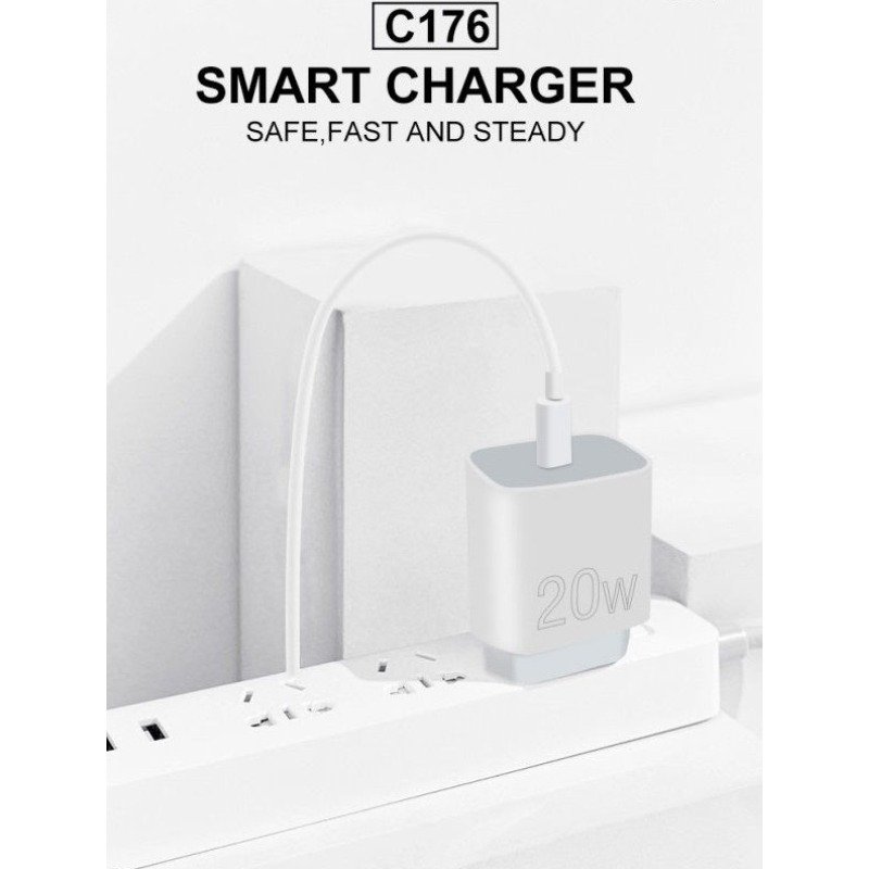 Chargeur WUW C176 20W 1 port USB Type-C - Blanc 3 chargeur wuw c w blanc