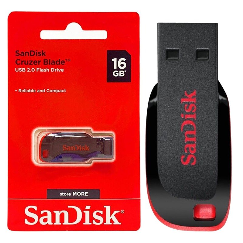 Clé USB SANDISK Cruzer Blade 16Go USB 2.0 - Noir & Rouge 1 cl usb sandisk cruzer blade gb