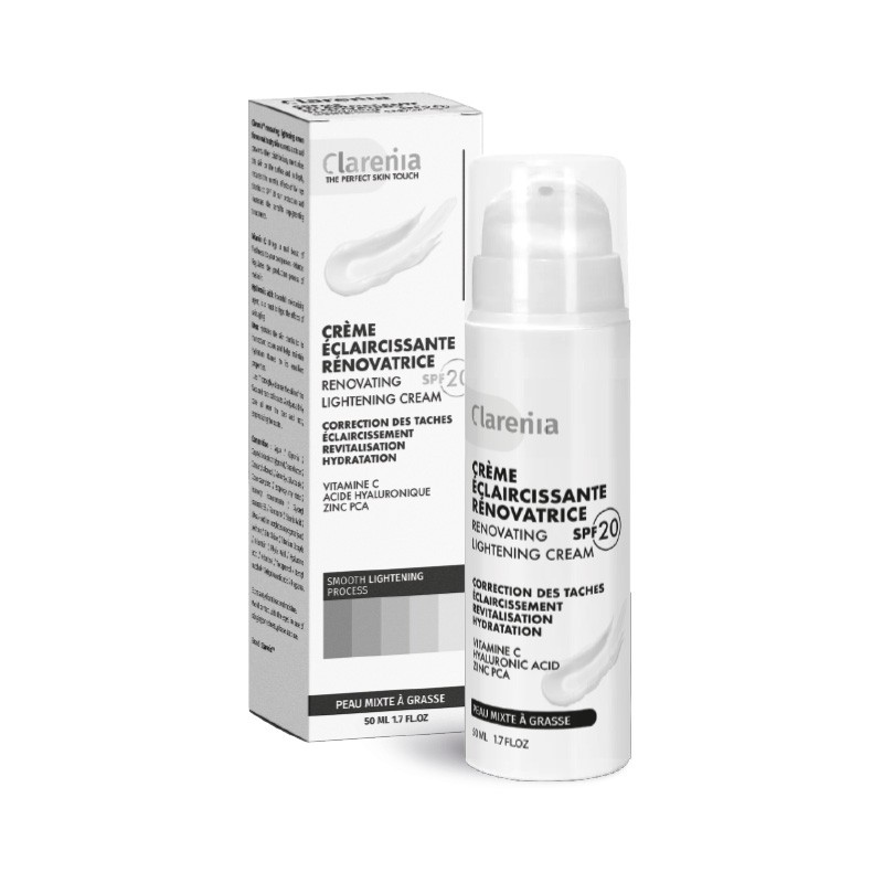 CLARENIA CREME ECLAIRCISSANTE RENOVATRICE SPF20 PEAU MIXTE A GRASSE 50ML 1 clarenia creme eclaircissante renovatrice spf peau mixte a grasse ml