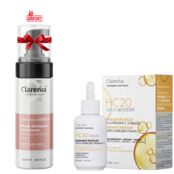 CLARENIA HC 20 SERUM BOOSTER 30ML+LUMINANCE EFFECT MOUSSE NETTOYANTE ECLAIRCISSANTE 150ML (OFFERT) 2 clarenia hc serum booster mlluminance effect mousse nettoyante eclaircissante ml offert