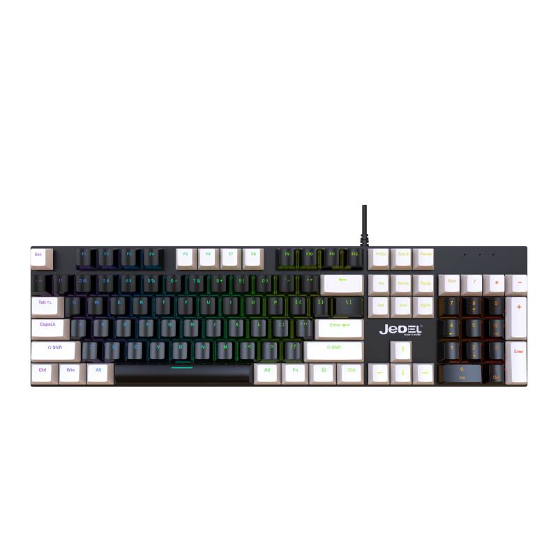 Clavier Gamer JEDEL Filaire Mécanique KL-95D Noir&Blanc - Interrupteurs bleus 1 clavier gamer jedel filaire mecanique kl d noir blanc interrupteurs bleus a