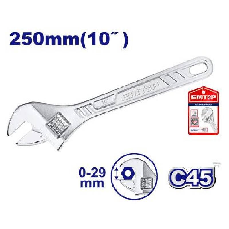 Clé à molette EMTOP 10 "/250MM 0-29 EAWH131022 1 cle a molette emtop mm eawh a