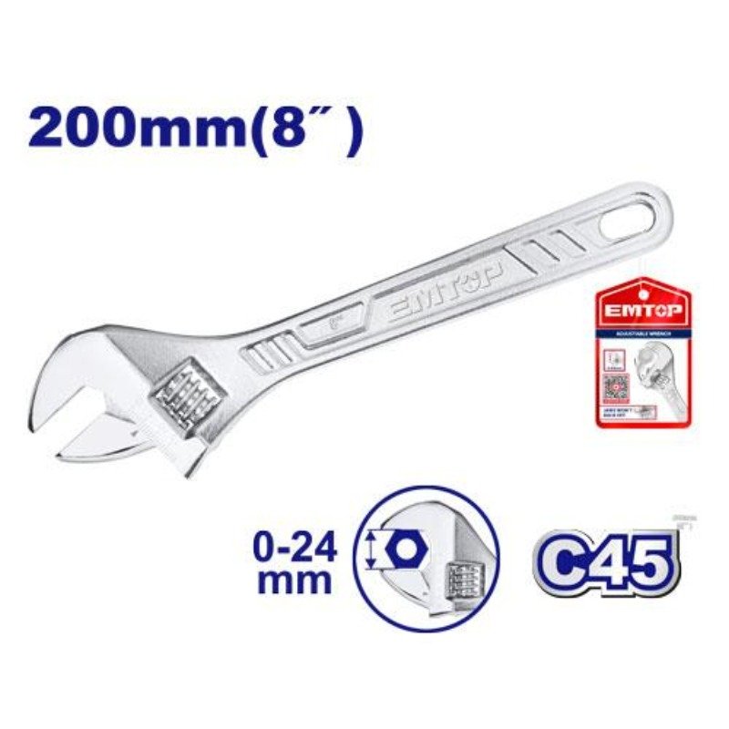 CLE MOLETTE 8" 200MM 0-24 EMTOP EAWH130822 2 cle molette mm emtop eawh