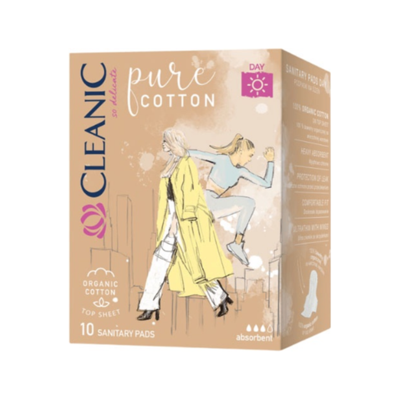 CLEANIC PURE COTTON SERVIETTES HYGIENIQUES JOUR 10 PIECES 1 cleanic pure cotton serviettes hygieniques jour pieces