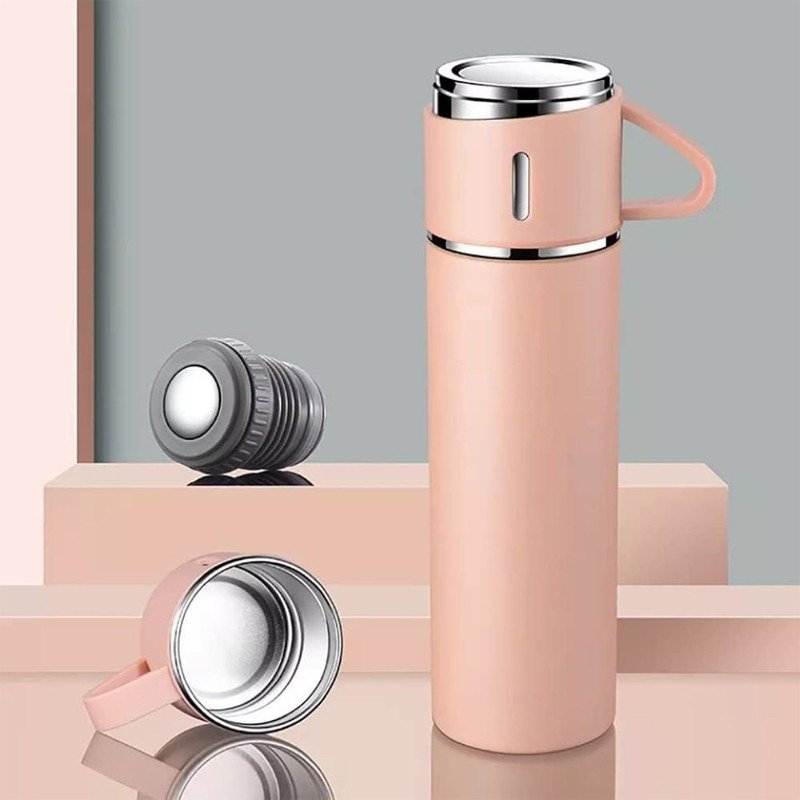 Coffret Thermos 500ml Avec 2 Tasses - Saumon 4 coffret thermos ml avec tasses saumon