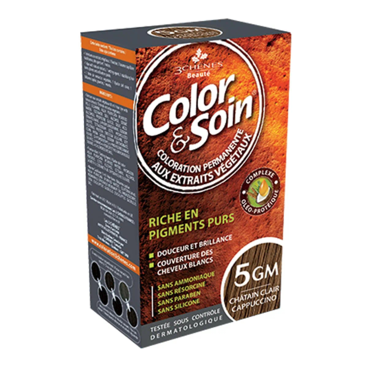 3 CHENES COLOR & SOIN COLORATION CHATAIN CLAIR CAPPUCCINO 5GM 1 color soin coloration chatain clair cappuccino gm
