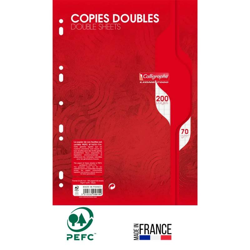 Copies Double CALLIGRAPHE Perforées Seyès 200 Pages A4 70G S/Film 1 copies double calligraphe perforees seyes pages a g