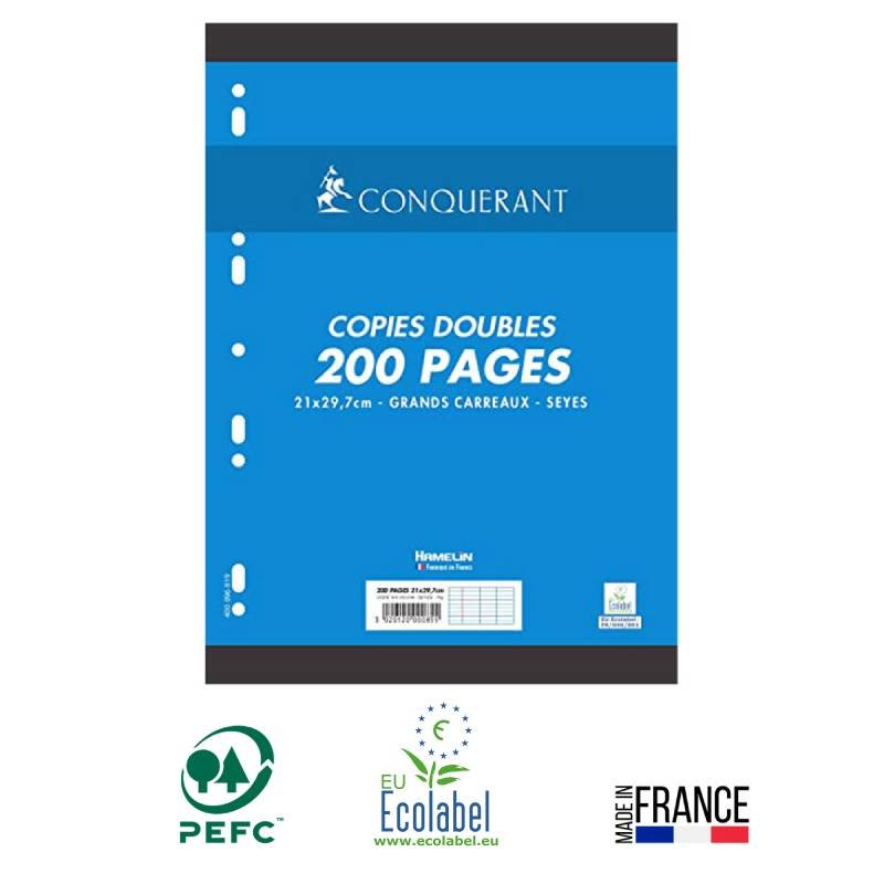 Copies Double CONQUERANT 200 pages 70Gr Grands Carreaux Seyès Perforées A4 1 copies double conquerant pages gr grands carreaux seyes perforees a