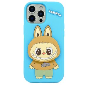 coque silicone labubu pour iphone pro bleu ciel aq