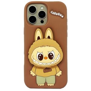 coque silicone labubu pour iphone pro marron r