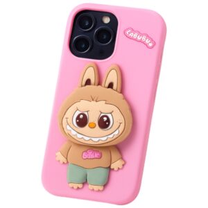 coque silicone labubu pour iphone pro rose ss