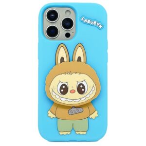 coque silicone labubu pour iphone pro max bleu ciel qq