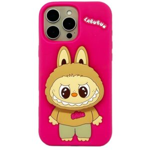 coque silicone labubu pour iphone pro max rose fonce r