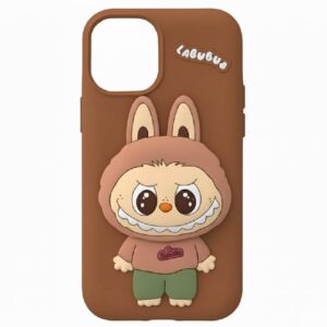 coque silicone labubu pour iphone pro max marron