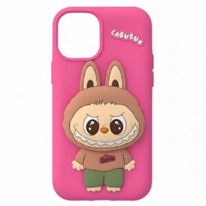 coque silicone labubu pour iphone pro max rose