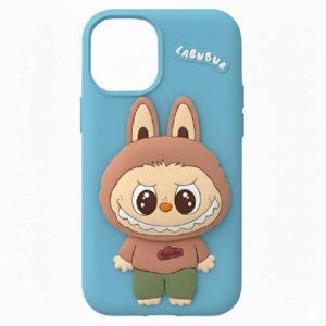 coque silicone labubu pour iphone bleu ciel